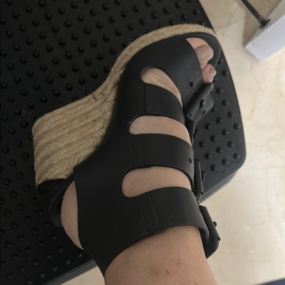 Alexander Wang Black Espadrille Platform Sandals